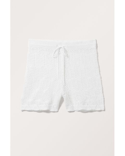 Monki White Loose Knitted Mini Shorts