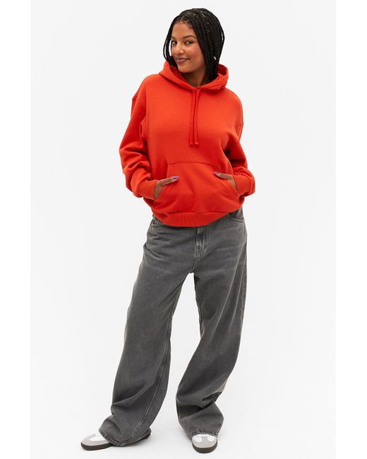 Monki Soft Drawstring Hoodie in Red | Lyst Canada