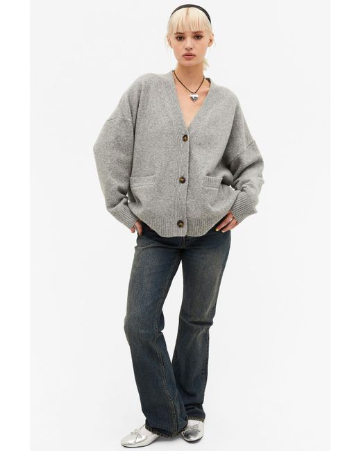 Monki Gray Relaxed Knitted Cardigan