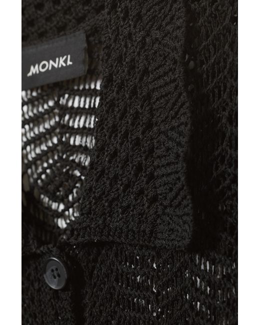 Monki Black Crochet Short Sleeve Shirt