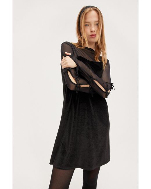 Monki Black Velvet Mini Slip Dress
