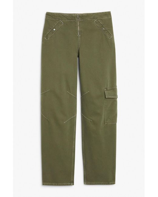 Monki Green Camilla Low Waist Cargo Jeans