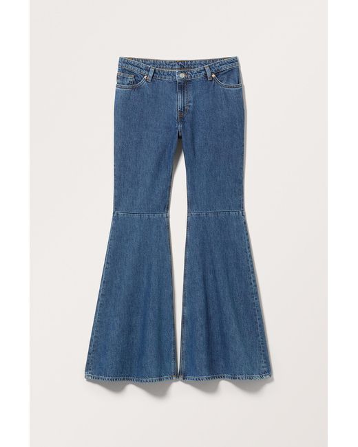Monki Blue Low Super Flare Jeans