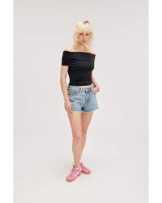 Monki Black Fitted Sleeveless Off-shoulder Top