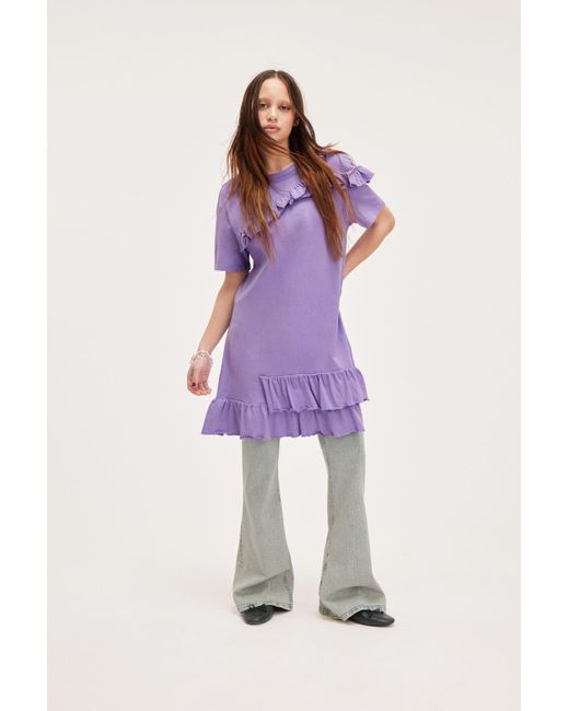 Monki Purple Short Flounce Dress