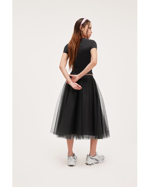 Monki Black Midi Tulle Skirt