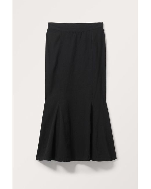 Monki Black Mermaid-Skirt In Maxi-Länge Aus Leinenmischung