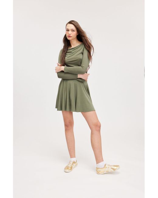 Monki Green Short Pique Skirt