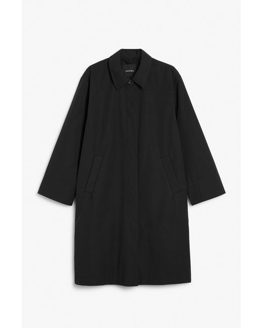 Monki Black Single-breasted Water-repellent Coat