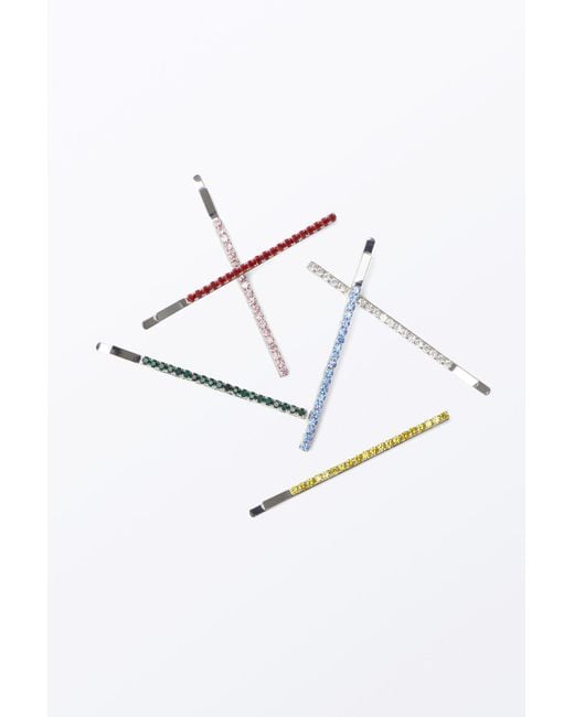 Monki White 6-Pack Rhinestone Hair Pins