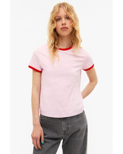 Monki White T-shirt With Contrast Trim