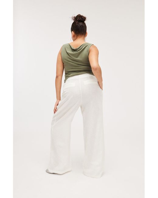 Monki White Relaxed Linen Blend Trousers