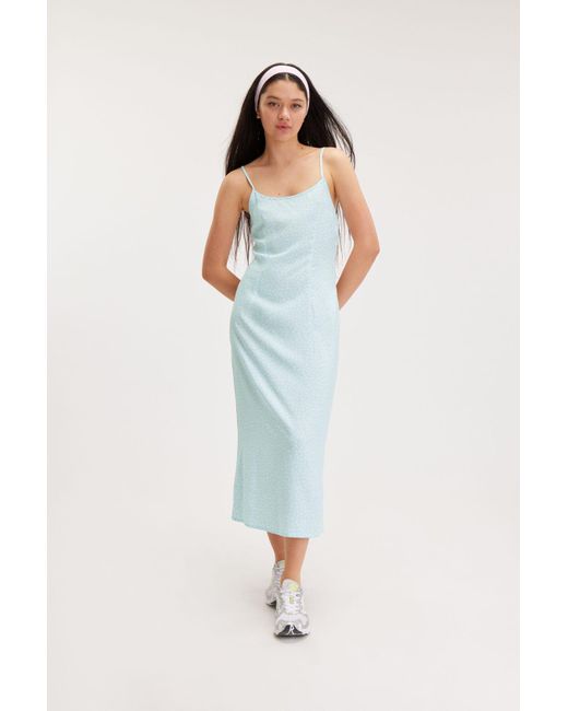 Monki Blue Fitted Sleeveless Maxi Dress