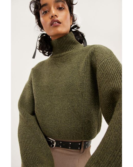Monki Green Rib Knit Sweater