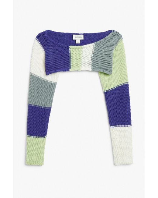 Monki Blue Boat Neck Knitted Bolero Top