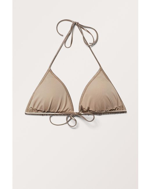 Monki Natural Strappy Metallic Triangle Bikini Top