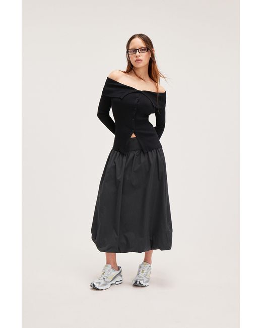 Monki Black Midi Puffy Skirt