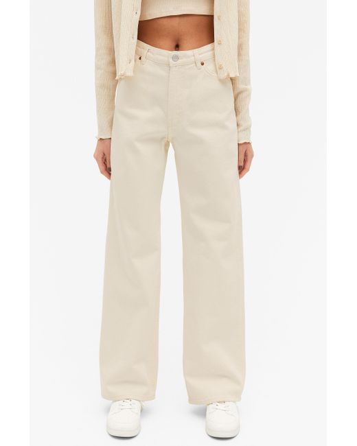 Monki Denim Yoko Off-white Jeans | Lyst 