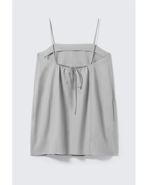 Monki Gray Mini-Kleid Aus Twill Mit Bindeband Hinten