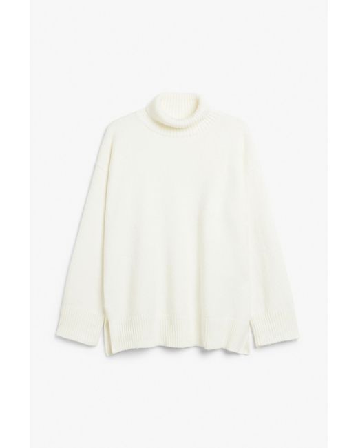Monki White Oversized Long Sleeve Turtleneck Sweater