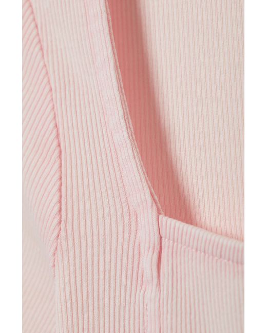 Monki Pink Square Neck Short Sleeve Top