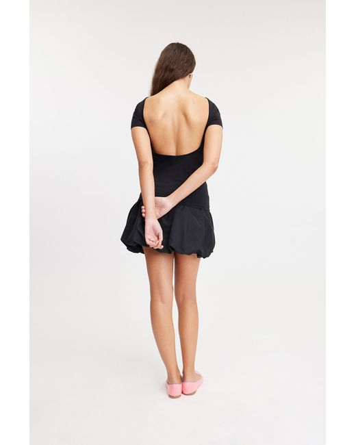Monki Black Fitted Open Back Short Sleeve Top