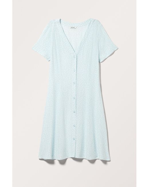 Monki White Buttoned Short Sleeve Mini Dress