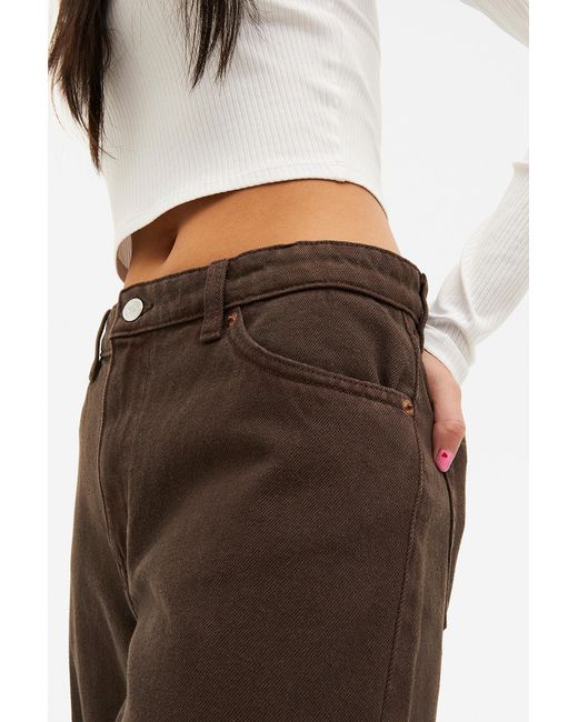 Monki Yoko High Waist Wide Brown Jeans