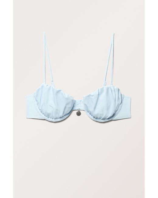 Monki Blue Ruched Wired Bikini Top