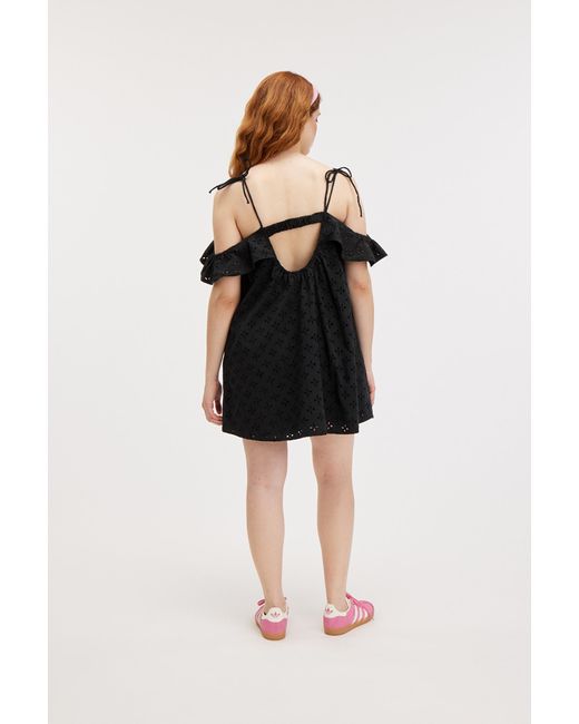 Monki Black Mini Off-shoulder Babydoll Dress