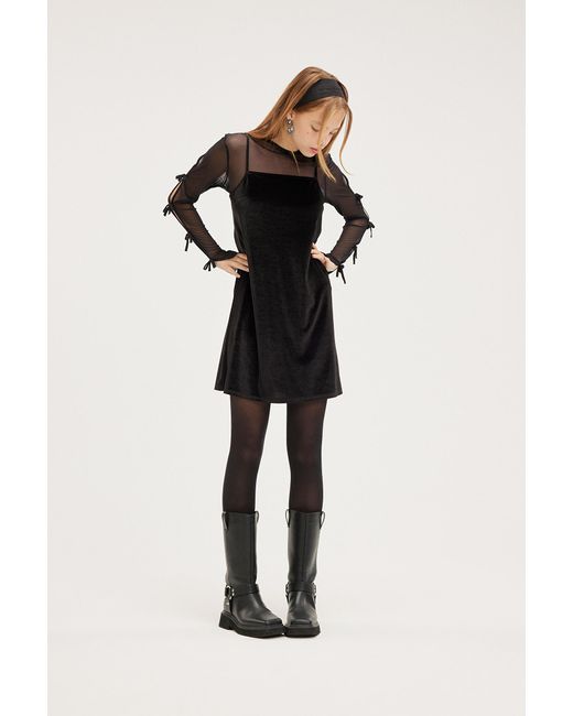 Monki Black Velvet Mini Slip Dress