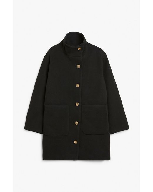 Monki Black Single Breasted Coat