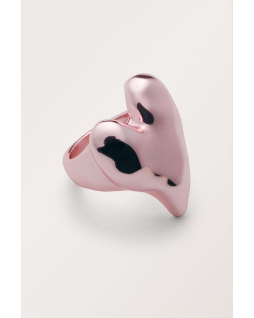 Monki Pink Irregular Shaped Heart Ring