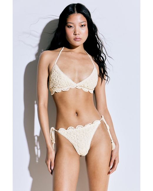 Monki Natural Crochet Bikini Tanga Bottoms