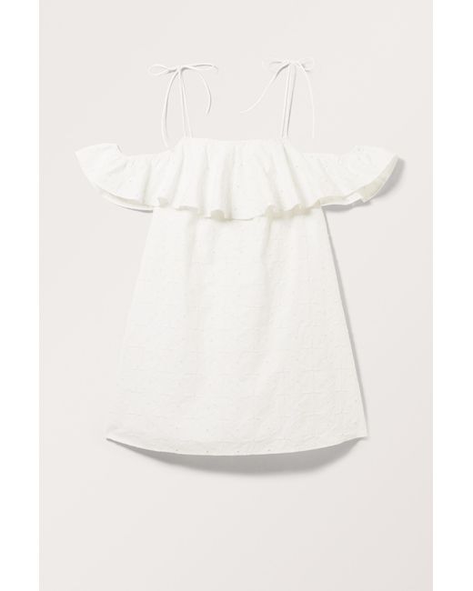 Monki White Mini Off-shoulder Babydoll Dress