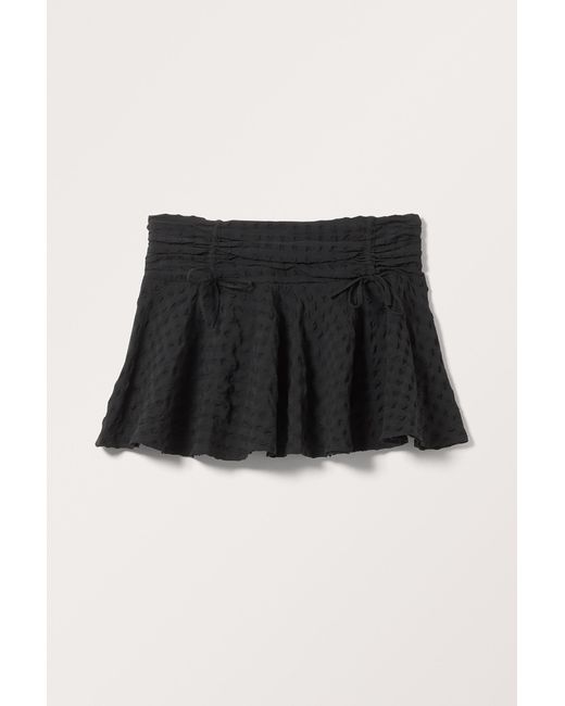 Monki Black Short Bow Detail Mini Skirt