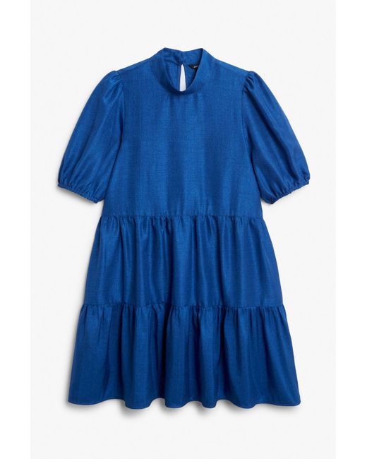 Monki Blue Shiny Babydoll Dress