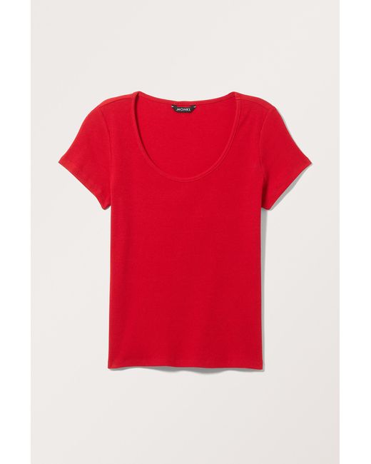 Monki Red Slim Fit Short Sleeve T-shirt