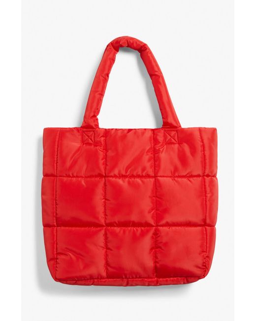 Monki Red Padded Tote Bag