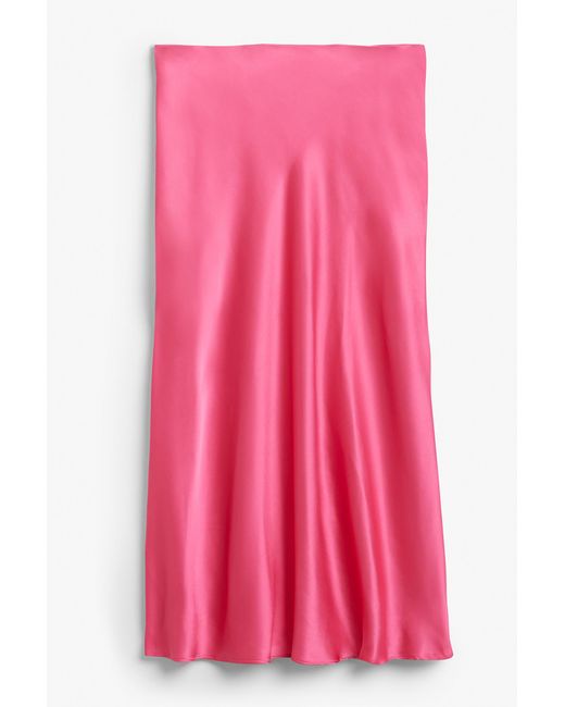 Monki Pink Satin Midi Skirt