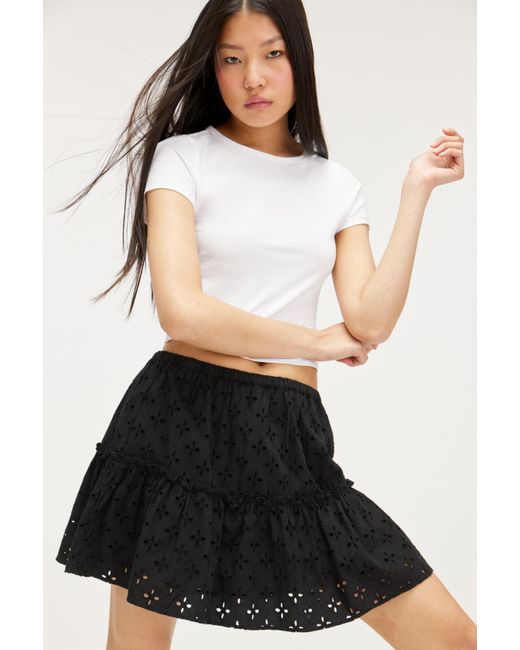 Monki Black Short Ruffled Skirt