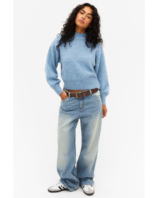 Monki Blue Knitted Turtleneck Sweater