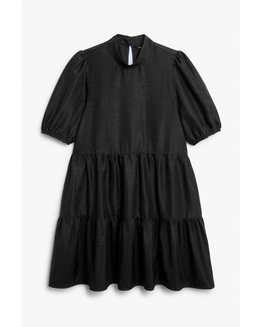 Monki Black Shiny Babydoll Dress