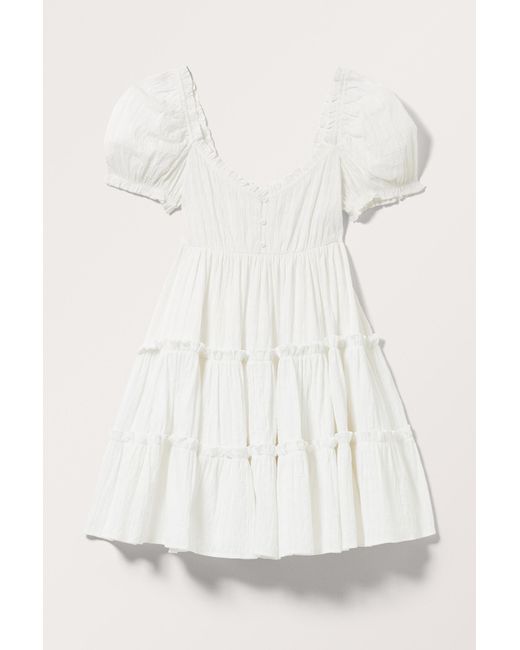 Monki White Short Puffy Babydoll Dress