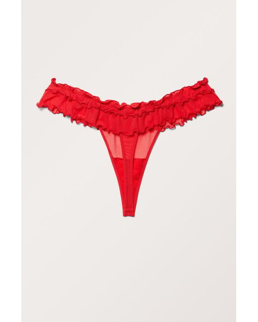 Monki Red Frill Low Waist Thongs