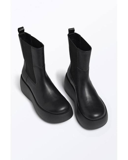 Monki Ankle high Chelsea Flatform Boots in Black Lyst Canada