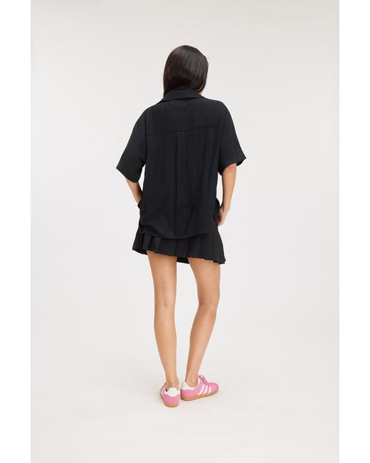 Monki Black Oversized Short Sleeve Blouse