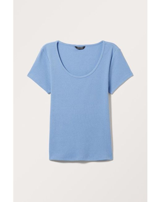 Monki Blue Kurzarm-T-Shirt Mit Slim Fit