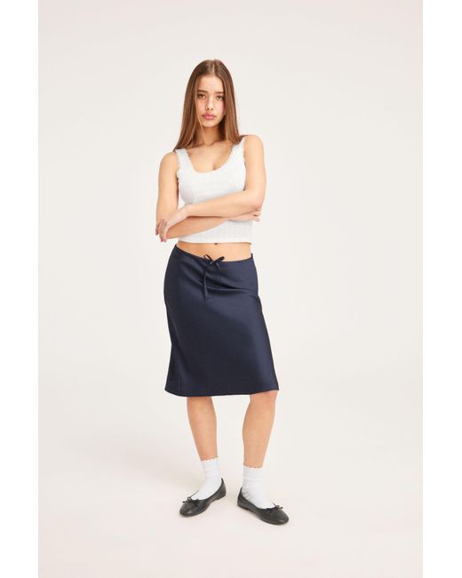 Monki Blue Flowy Midi Skirt