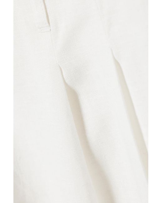 Monki White Relaxed Linen Blend Trousers